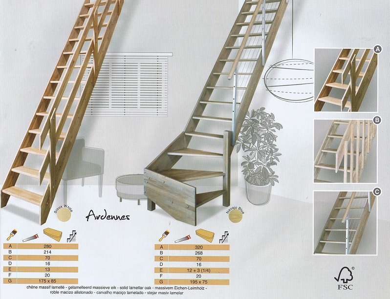 Eiken houten trap met kwartslag